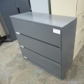 Grey 3 Drawer Front Flip Lateral Filing Cabinet, Locking